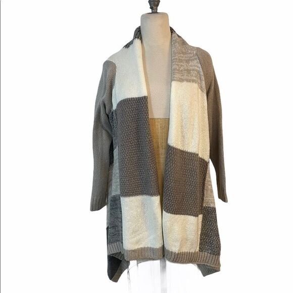 Chico's Drape Front Colorblock Cardigan Sweater 0 Small 00P XS Petite New - Picture 5 of 7
